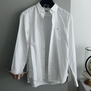 Mens Size (L) Burberry White Button Up Shirt